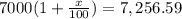 7000(1+\frac{x}{100})=7,256.59