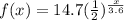 f(x)=14.7(\frac{1}{2})^{\frac{x}{3.6}}