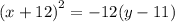 {(x + 12)}^{2}  =  - 12(y - 11)