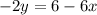 -2y=6-6x