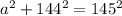 a^2+144^2=145^2