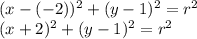 (x-(-2))^2+(y-1)^2=r^2 \\&#10;(x+2)^2+(y-1)^2=r^2