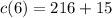 c(6) = 216+15