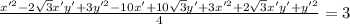 \frac{x'^{2}-2\sqrt{3}x'y'+3y'^{2}-10x'+10\sqrt{3}y'+3x'^{2}+2\sqrt{3}x'y'+y'^{2}}{4}=3