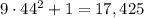 9\cdot44^2+1=17,425