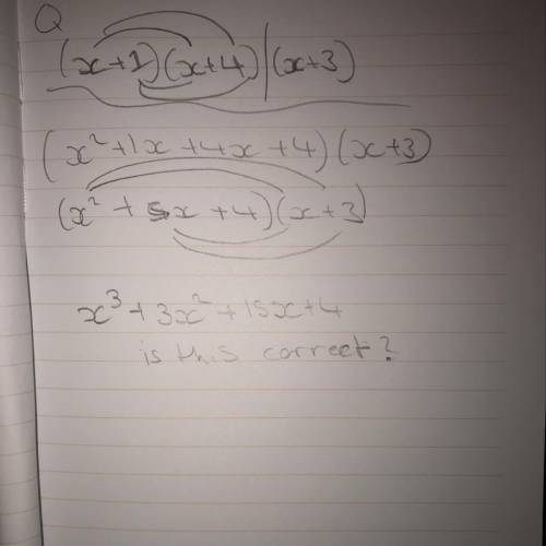Expand and simplify  (x + 1) (x + 4) (x + 3)