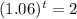 (1.06)^{t} = 2