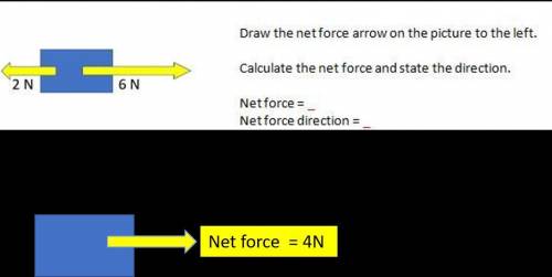 Physical science,  explain!  draw the net force arrow on the picture to the left. calculate the net