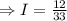 \Rightarrow I=\frac{12}{33}