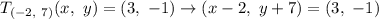 T_{(-2,\ 7)}(x,\ y)=(3,\ -1)\to(x-2,\ y+7)=(3,\ -1)