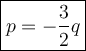 \large\boxed{p=-\dfrac{3}{2}q}