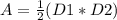 A=\frac{1}{2}(D1*D2)