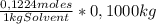 \frac{0,1224 moles}{1 kg Solvent} *0,1000 kg