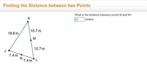 what is the distance between points m and n?   meters.