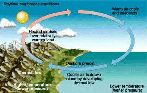 19) draw the wind pattern that develops during the day during a sea breeze.