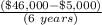 \frac{(\$46,000 - \$5,000)}{(6\ years)}