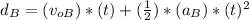 d_{B} =( v_{oB})*( t)+( \frac{1}{2} )*(a_{B})* (t)^{2}