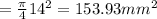 = \frac{\pi}{4} 14^2 =  153.93 mm^2