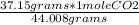 \frac{37.15 grams * 1 mole CO2}{44.008 grams}