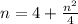 n=4+ \frac{n^2}{4}