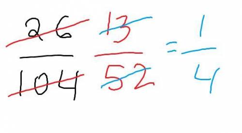 Which of the following fractions is equal to 1/4 a.12/60 b.48/12 c.36/108 d.26/104 e.17/50