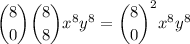 \dbinom80\dbinom88x^8y^8=\dbinom80^2x^8y^8