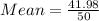 Mean=\frac{41.98}{50}