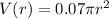 V(r)=0.07\pi r^{2}