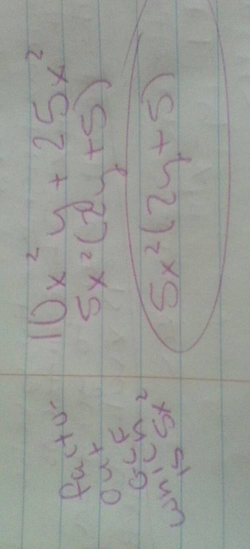 Wich expression is equivalent to 10x2y + 25x2