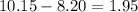 10.15-8.20=1.95