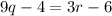 9q-4 = 3r-6