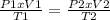 \frac{P1xV1}{T1} = \frac{P2xV2}{T2}