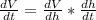 \frac{dV}{dt} =\frac{dV}{dh}*\frac{dh}{dt}