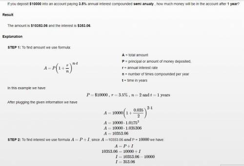 Suppose $10,000 is desposited in a bank at 3.5% annual interest. what is the interest earned after o