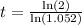 t=\frac{\ln \left(2\right)}{\ln \left(1.052\right)}