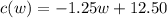 c (w) = - 1.25w + 12.50