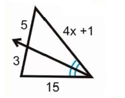 Using the angle bisector theorem solve for x. show all work.