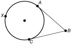 If arc axc = 235°, what is m∠abc? a. 117.5° b. 60° c. 55° d. 125°