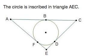The circle is inscribed in triangle aec. which are congruent line segments? check all that apply.