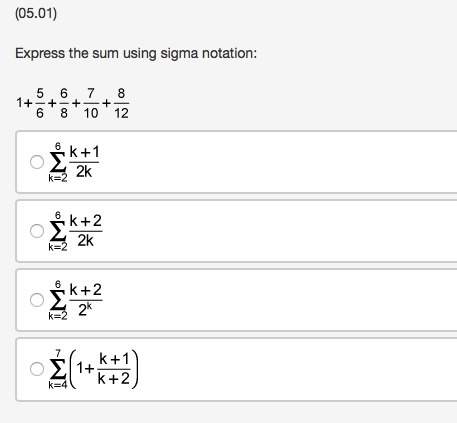 Sigma notation from sum. pls ? ? sorry for the calc spam : p