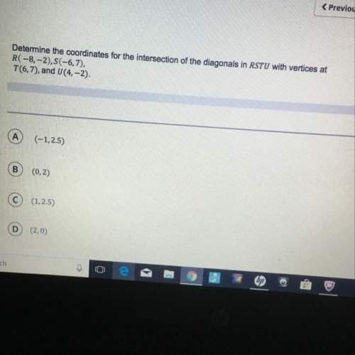 Determine the coordinates for the intersection of the diagonals in rstu with vertices at r(-8,-2),s(