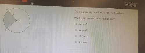 The measure of central angle abc is π/2 radians. what is the area of the shaded sector