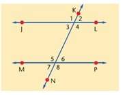 Name a pair of alternate interior angles 1. angle 3 and 4 2.angle 1 and angle 6 3. angle 3 and 6 4.a