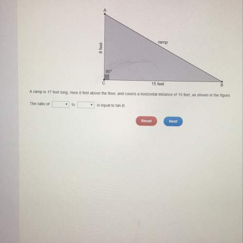 Aramp is 17 ft long , rises 8 ft above the floor, and covers a horizontal distance of 15 ft,as shown