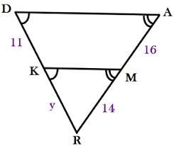 Use the above diagram to solve for y. you will need to show and discuss the similar triangles in the