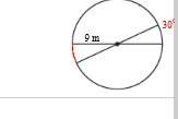 Find the length of the arc shown in red, leave your answer in terms of pi.