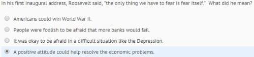 In his first inaugural address, roosevelt said, "the only thing we have to fear is fear itself." wha