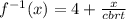 f^{-1} (x)=4+ \frac{x}{cbrt}