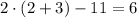 2\cdot(2+3\cdoty)-11\cdoty=6