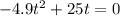 - 4.9 {t}^{2}  + 25t = 0